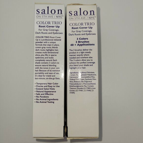 Lot Of 2- Color Trio Root Cover Up Salon on 5th Avenue Brown to Auburn Shades - Picture 3 of 3